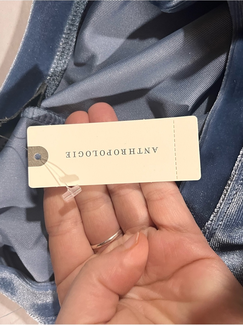 NEWAnthropologie Sunday in Brooklyn Dusty Blue Velvet Long-Sleeve Shirt Dress XS - Picture 9 of 14